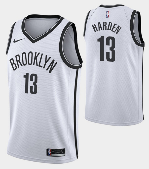 Men's Brooklyn Nets #13 James Harden Association White NBA Edition Swingman Stitched Jersey Men's Brooklyn Nets #13 James Harden Association White NBA Edition Swingman Stitched Jersey